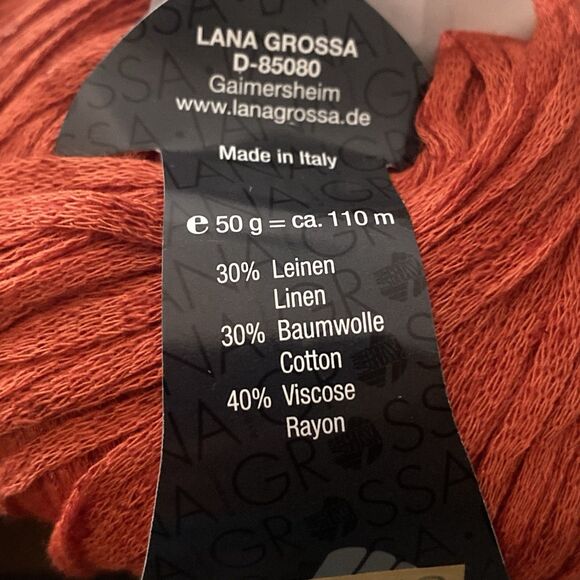 Lana Grossa Mare Ribbon Yarn Linen Cotton Rayon (50g each) Lot of 5 Rust Orange - Picture 4 of 5